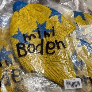 Mini Boden Yellow Hat Blue Stars NEW IN BAG